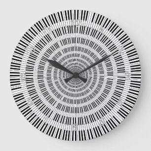 Piano Nycklar Black and White Stor Klocka
