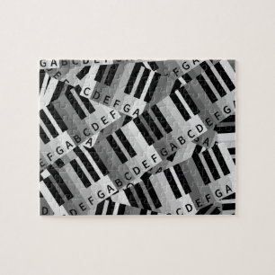 Piano Nycklar Black and WhitePmönster Pussel