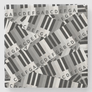 Piano Nycklar Black and WhitePmönster Underlägg Sten
