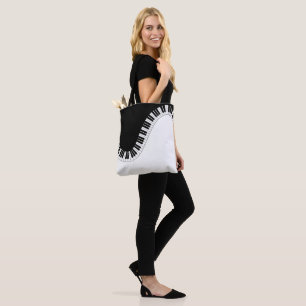 Piano Nycklar Black & White Design Tote Bag Tygkasse