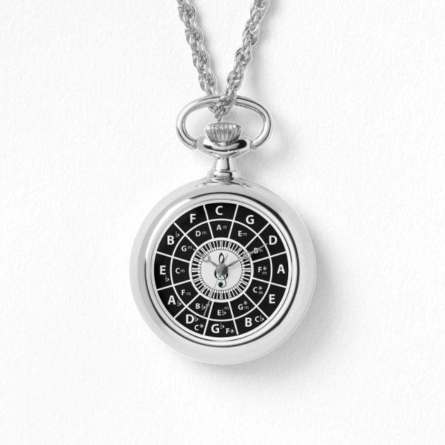 Piano Nycklar Circle of Fifths Trebele clef Armbandsur (Framsida)