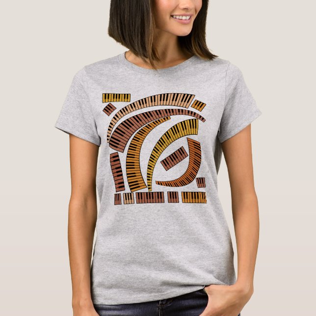 Piano Nycklar Curved T-Shirt (Framsida)