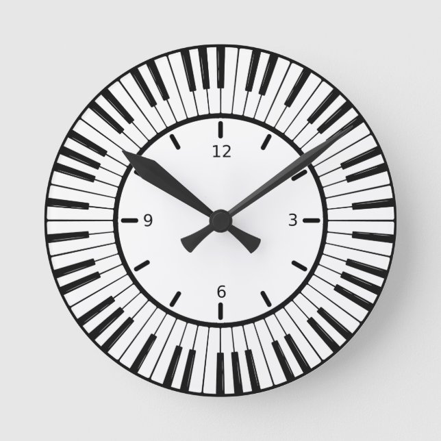 Piano Nycklar Design Round Clock Rund Klocka (Framsida)