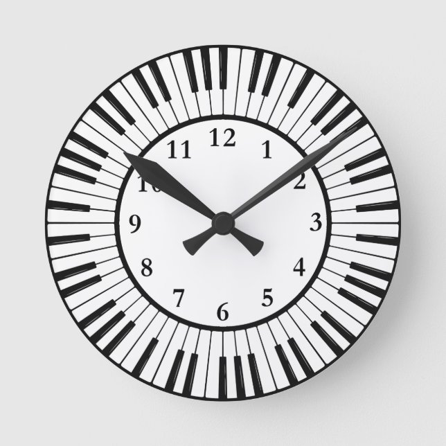 Piano Nycklar Design Round Clock Rund Klocka (Framsida)
