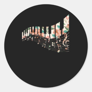 Piano Nycklar Flower Tangentbord Player Music Teac Runt Klistermärke