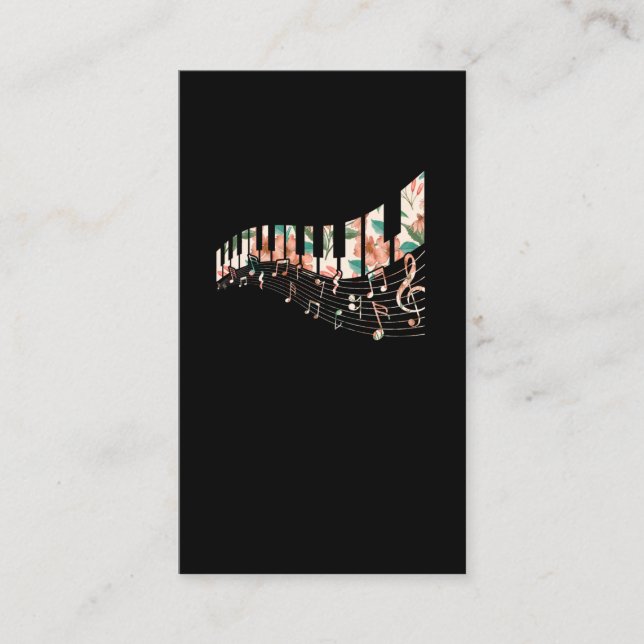 Piano Nycklar Flower Tangentbord Player Music Teac Visitkort (Framsida)