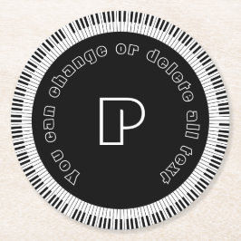 Piano Nycklar Funny Black and White Underlägg Papper Rund