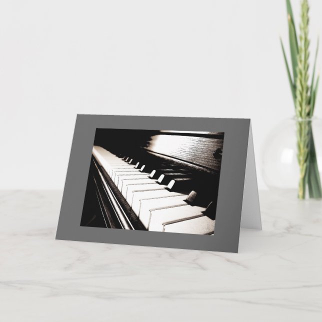 Piano Nycklar Grått Gräns Note Card Kort (Framsida)