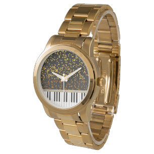 Piano Nycklar Guld Polka dots Mönster Armbandsur