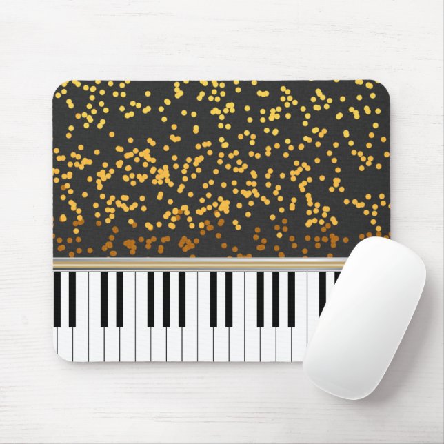 Piano Nycklar Guld Polka dots Mönster Musmatta (Med mus)