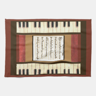 Piano Nycklar Kitchen Towel med min musik i sång l Kökshandduk