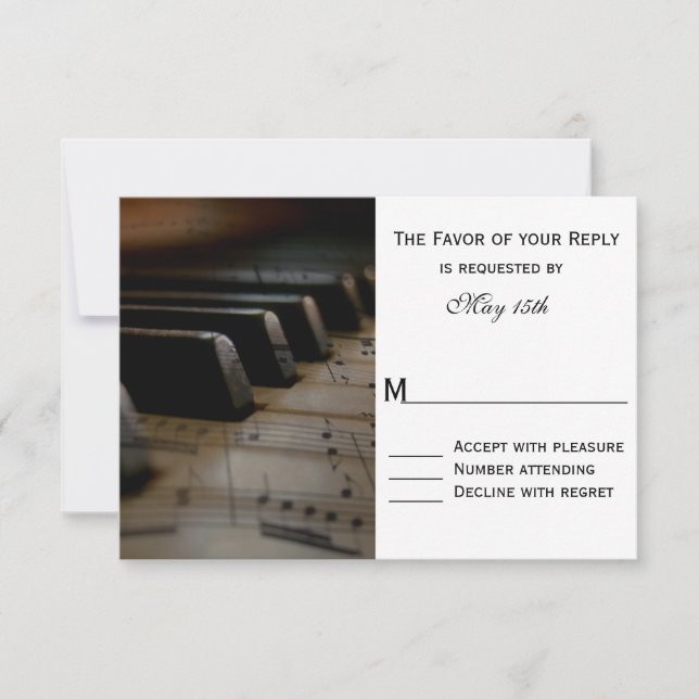 Piano Nycklar Lakan Music Bröllop OSA Card (Framsida)