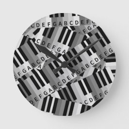 Piano Nycklar Layered Mönster Rund Klocka