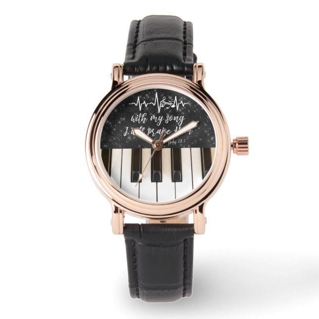 Piano Nycklar med Bible Verse Citat Christian Armbandsur (Framsida)