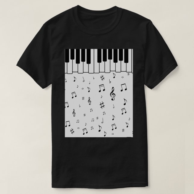 Piano Nycklar med Musik noter T Shirt (Design framsida)