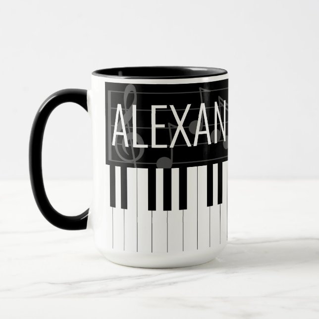 Piano Nycklar med Namn Mugg (Vänster)