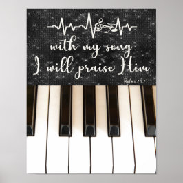 Piano Nycklar med Psalms Bible Verse-citat Poster