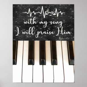 Piano Nycklar med Psalms Bible Verse-citat Poster
