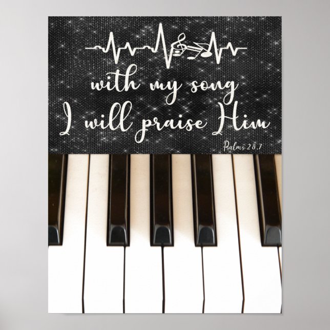 Piano Nycklar med Psalms Bible Verse-citat Poster (Framsidan)