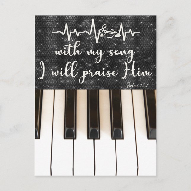 Piano Nycklar med Psalms Bible Verse-citat Vykort (Framsida)