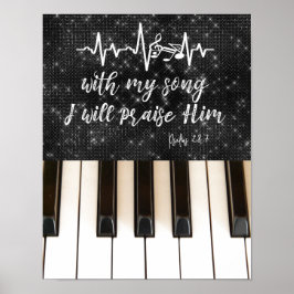 Piano Nycklar med Psalms Bible Verse Poster