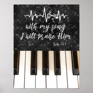 Piano Nycklar med Psalms Bible Verse Poster