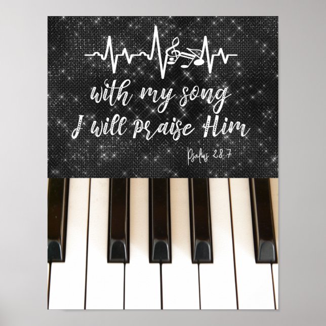 Piano Nycklar med Psalms Bible Verse Poster (Framsidan)