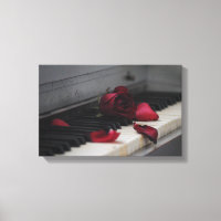 Piano Nycklar med Röd ros