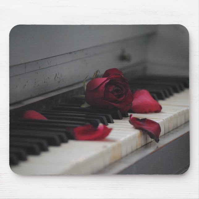 Piano Nycklar med Röd ros Musmatta (Framsidan)