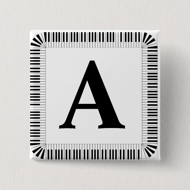 Piano Nycklar Monogram Pianist Piano Player  Knapp (Framsida)