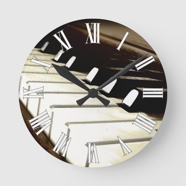 Piano Nycklar Music Älskare Wall Clock Rund Klocka (Framsida)