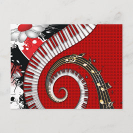 Piano Nycklar Musik noter Grunge Blommigt Swirls Vykort