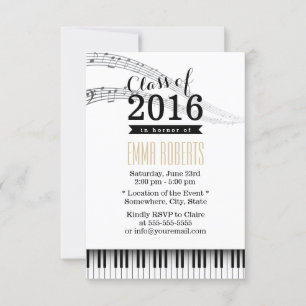 Piano Nycklar & Musik noter Musical Studentfest Inbjudningar