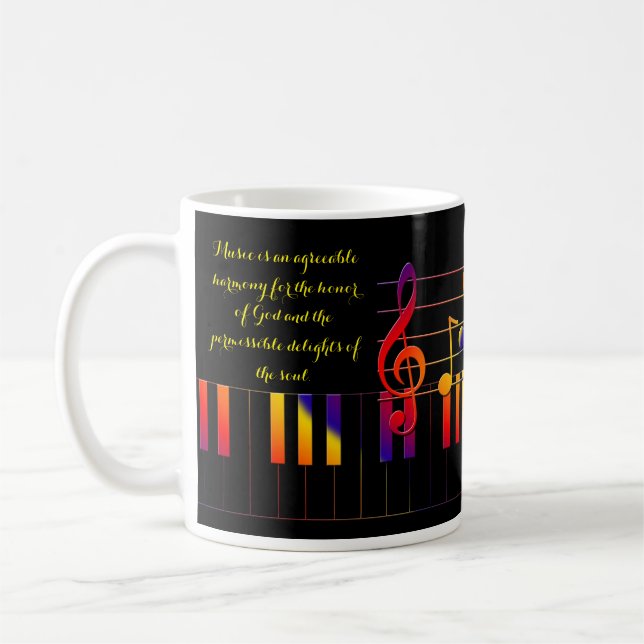 Piano Nycklar, Musik noter och Bach-citat Kaffemugg (Vänster)