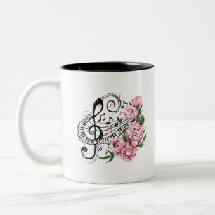 Piano Nycklar och blommor Två-Tonad Mugg