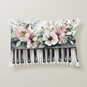 Piano Nycklar och Flowers accent Pillow Prydnadskudde