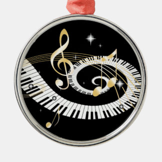 Piano Nycklar och Golden Musik noter Julgransprydnad Metall