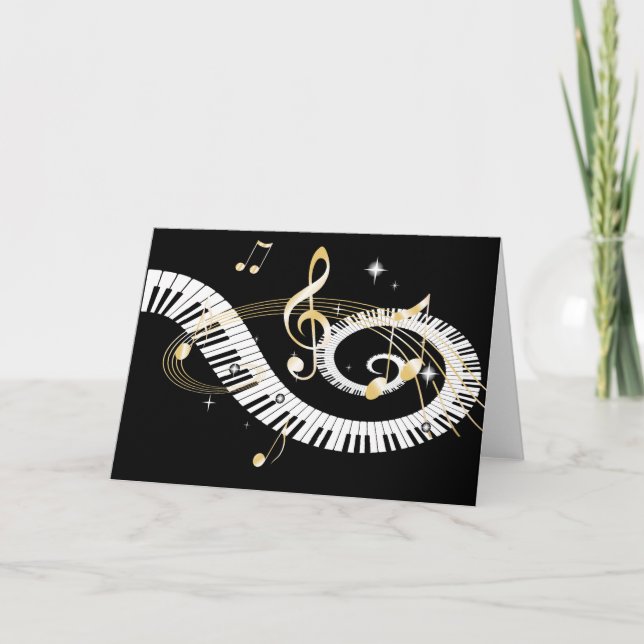 Piano Nycklar och Golden Musik noter Kort (Framsida)