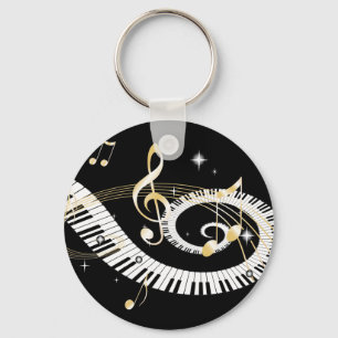 Piano Nycklar och Golden Musik noter Nyckelring