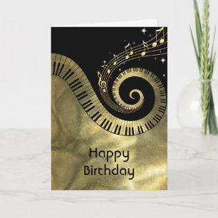 Piano Nycklar och Guld Musik noter Kort