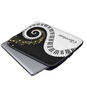 Piano Nycklar och Guld Musik noter Laptop Sleeve