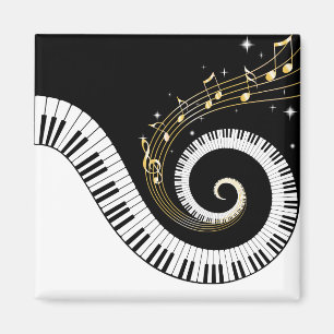 Piano Nycklar och Guld Musik noter Magnet
