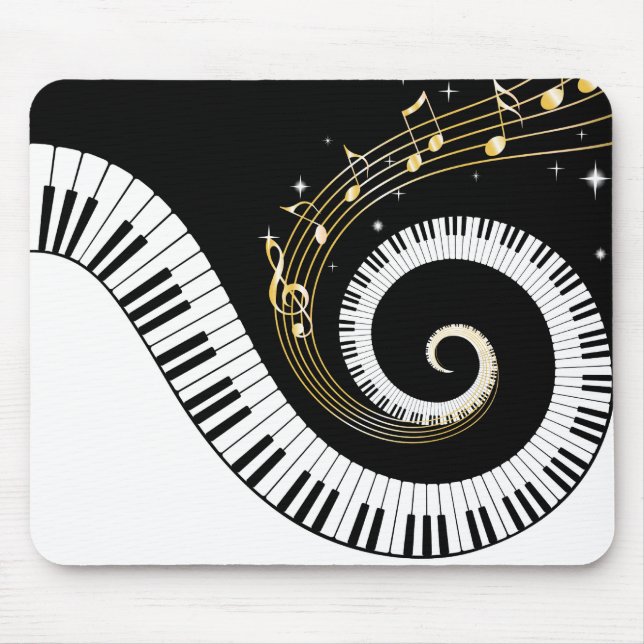 Piano Nycklar och Guld Musik noter Musmatta (Framsidan)