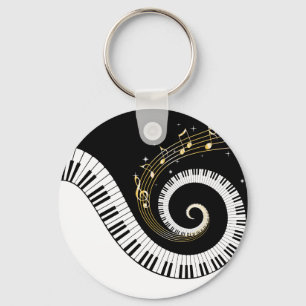Piano Nycklar och Guld Musik noter Nyckelring