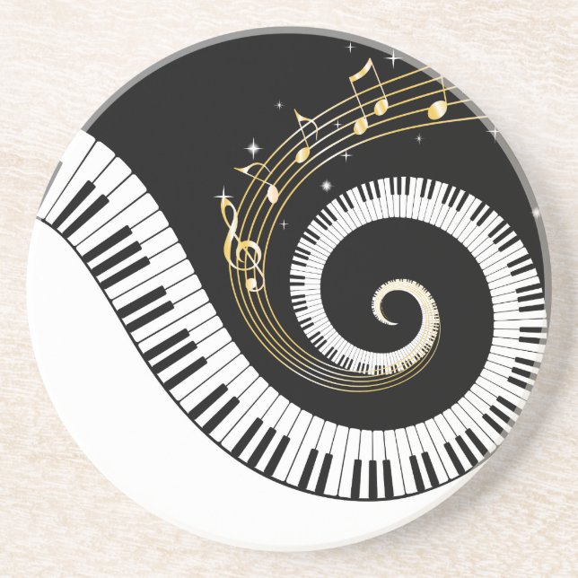 Piano Nycklar och Guld Musik noter Underlägg (Framsidan)