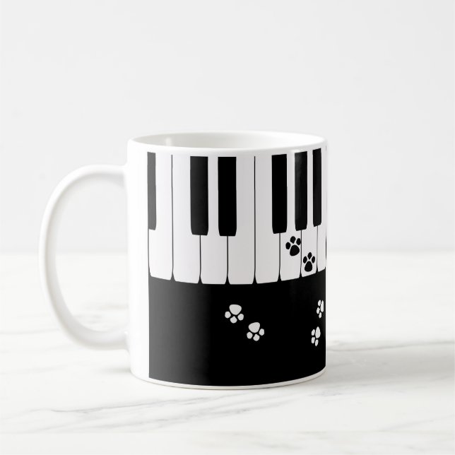 Piano nycklar och kattfötter tass kaffe mugg (Vänster)