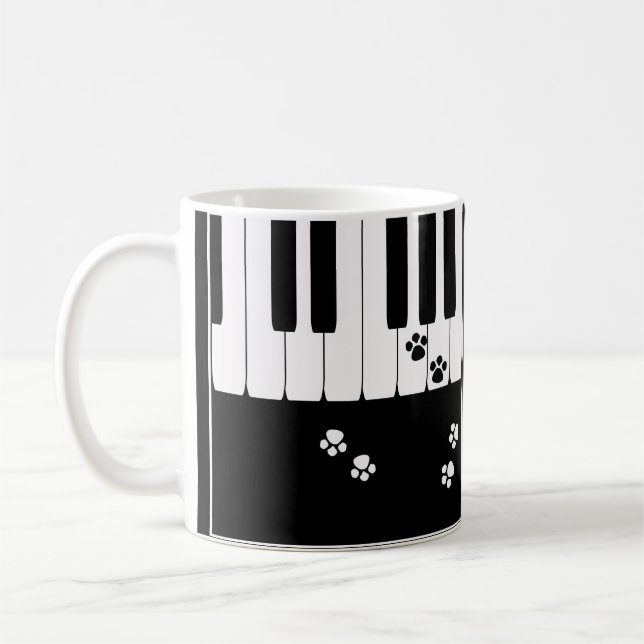 Piano nycklar och kattfötter tass kaffemugg (Vänster)