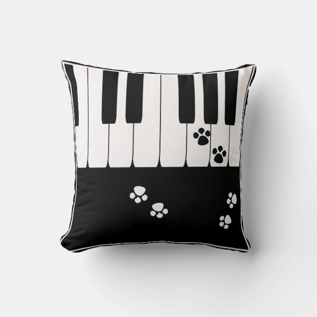 Piano nycklar och kattfötter tass kudde (Framsida)