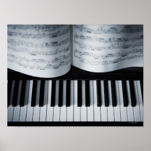 Piano Nycklar och Music Bok Poster