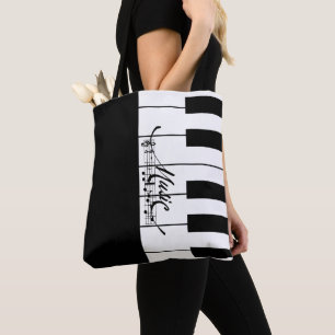 Piano Nycklar och Musik noter - Tote Bag Tygkasse